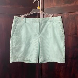 Izod green and white striped cotton shorts